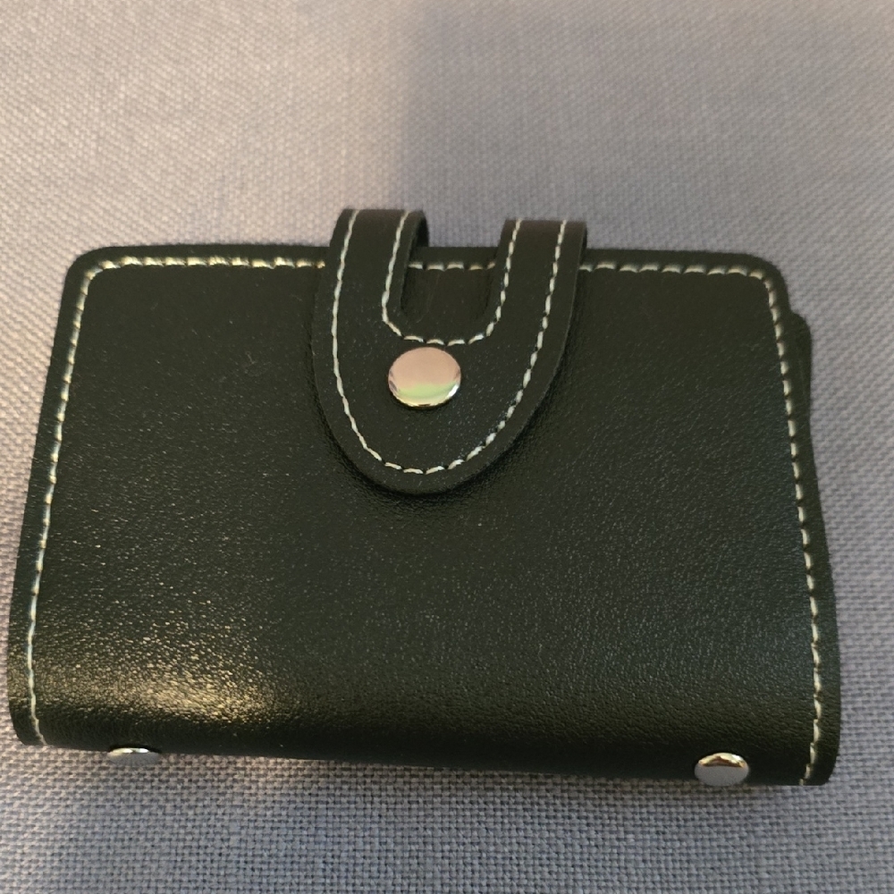 Black Card Holder with Stitch Detail